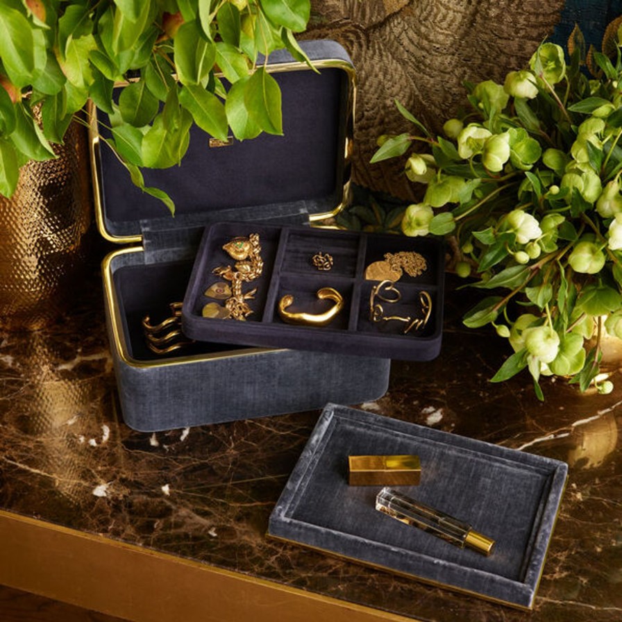 Dining Aerin | Beauvais Velvet Jewellery Box Dusk Blue