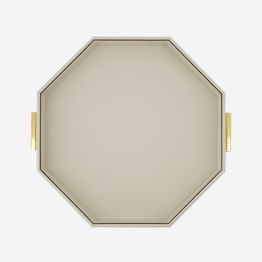 Home Accessories Pinetti | Grace Octagonal Leather Tray Ivory