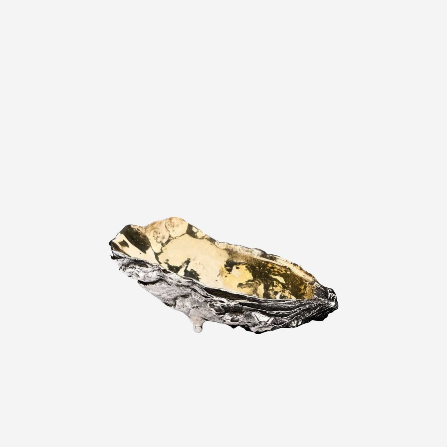 Dining Jarosinski & Vaugoin | Silver And Gold Vermeil Oyster Shell Salt Cellar