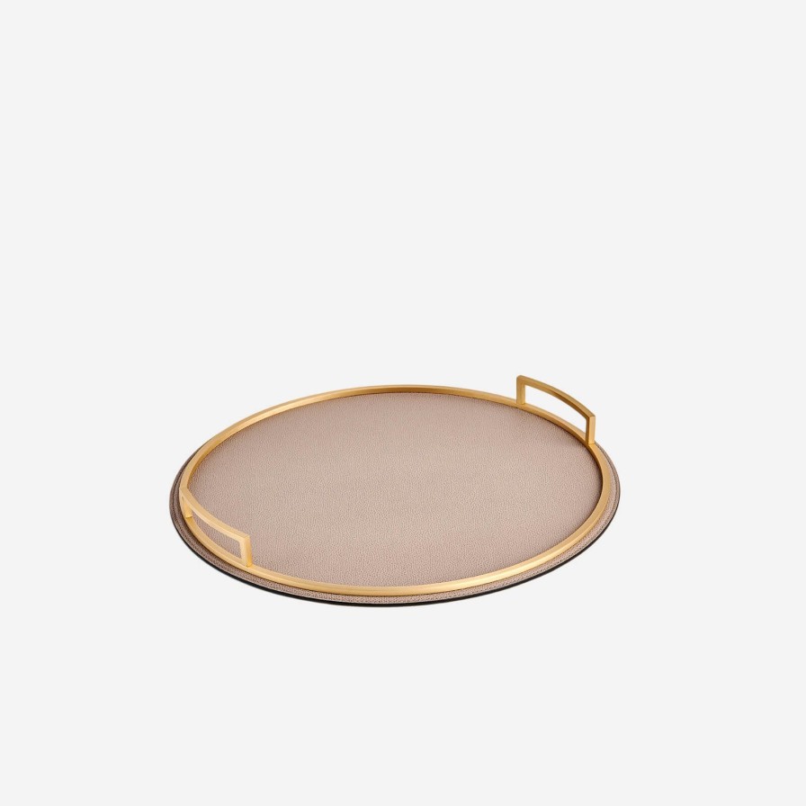 Dining Giobagnara | Defile Medium Round Leather Tray Dove