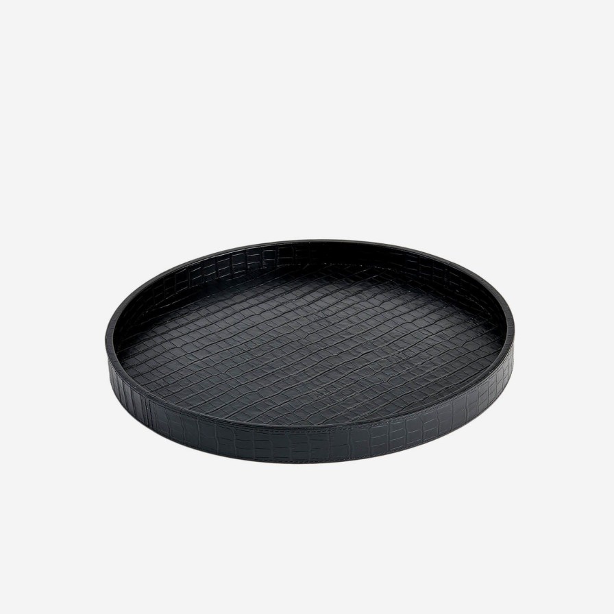 Dining Giobagnara | Polo Medium Round Crocodile Tray Black