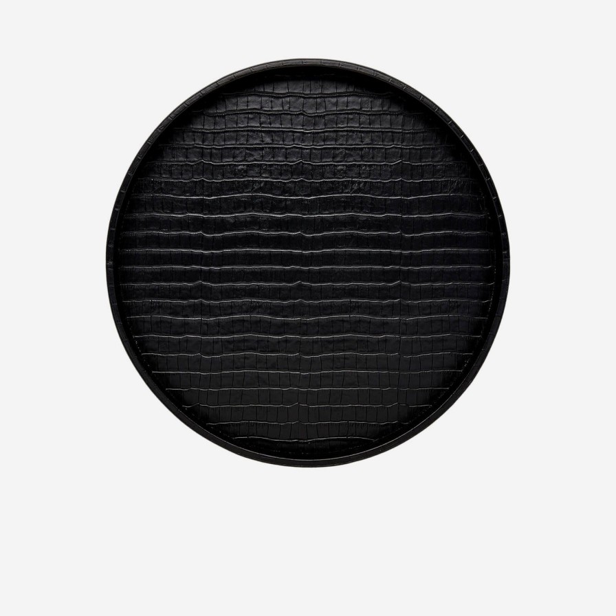 Dining Giobagnara | Polo Medium Round Crocodile Tray Black