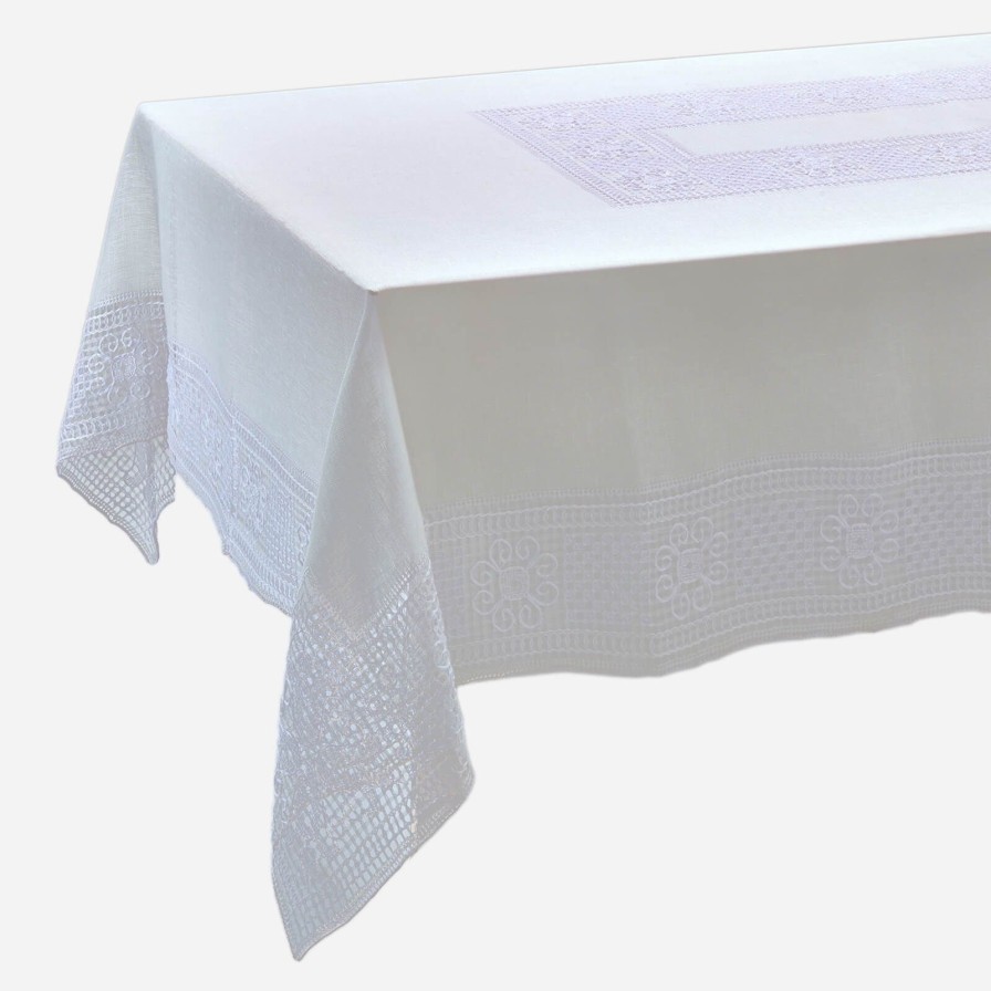 The Tabletop Edit Bonadea | Mozzano Tablecloth With 12 Napkins White