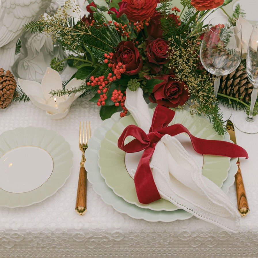 The Tabletop Edit Bonadea | Mozzano Tablecloth With 12 Napkins White