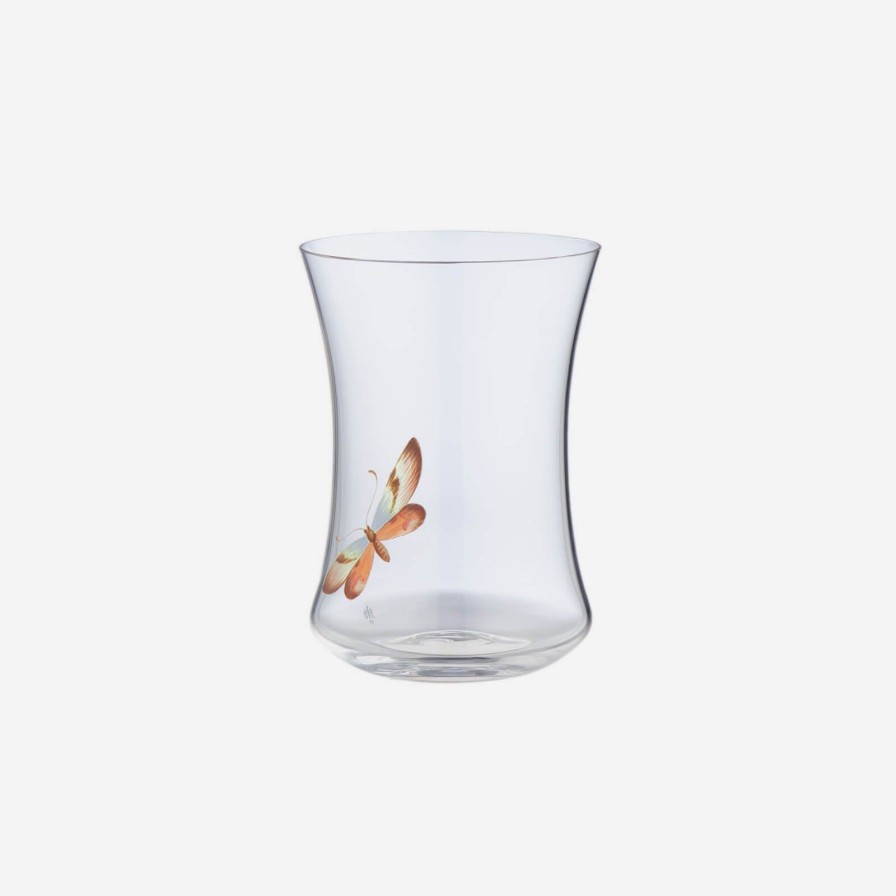 Dining Lobmeyr | Hand-Painted Butterfly Tall Concave Tumbler-1 Butterfly