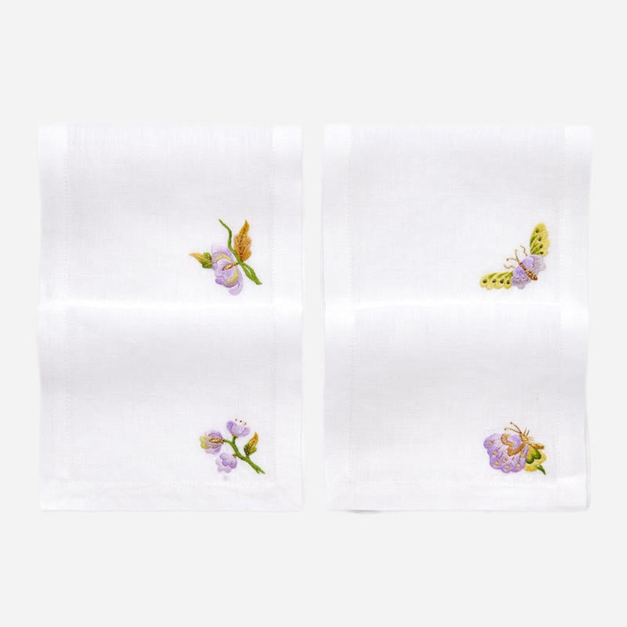 Dining Atelier Bonadea | Lilac Flower & Butterfly Cocktail Napkin-Set Of 4