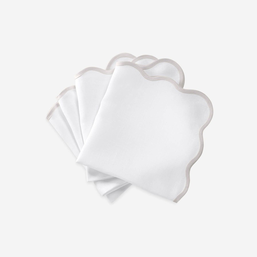 Dining Matouk | Set Of Four Grey Scallop Napkins