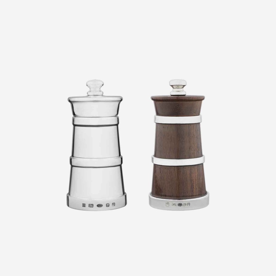 The Tabletop Edit Bonadea | Rosewood And Silver Salt & Pepper Grinder Set