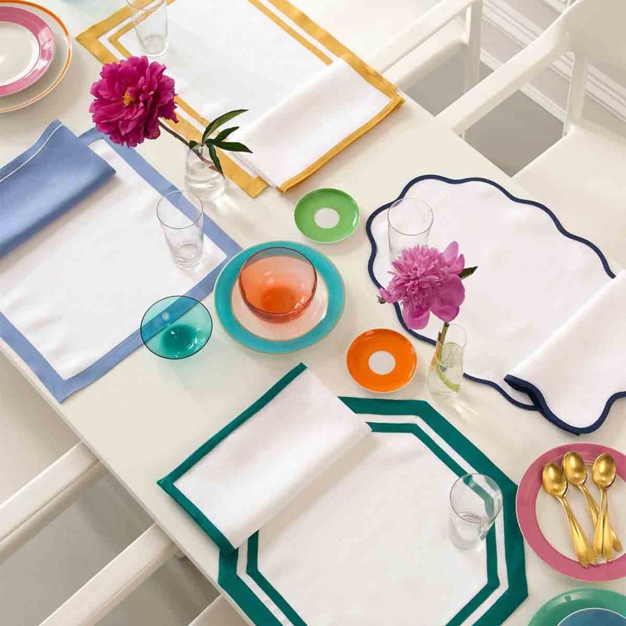 Dining Matouk | Set Of Four Octagon Placemats Ice Blue