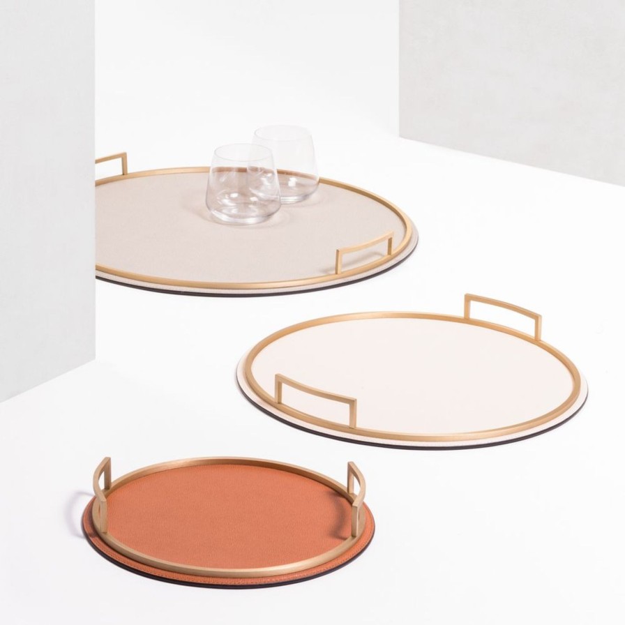 The Tabletop Edit Giobagnara | Defile Large Round Crocodile Tray Ivory