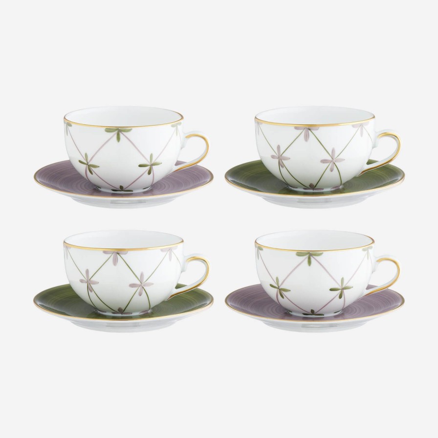 Dining Marie Daâge | Tambourin Teacup & Saucer-Set Of Four