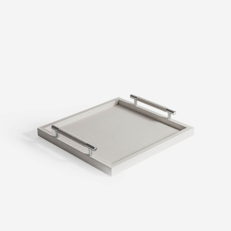 Dining Pinetti | Dedalo Square Leather Tray Ivory