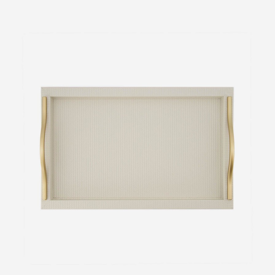 Home Accessories Pinetti | Onda Rectangular Leather Tray Ivory