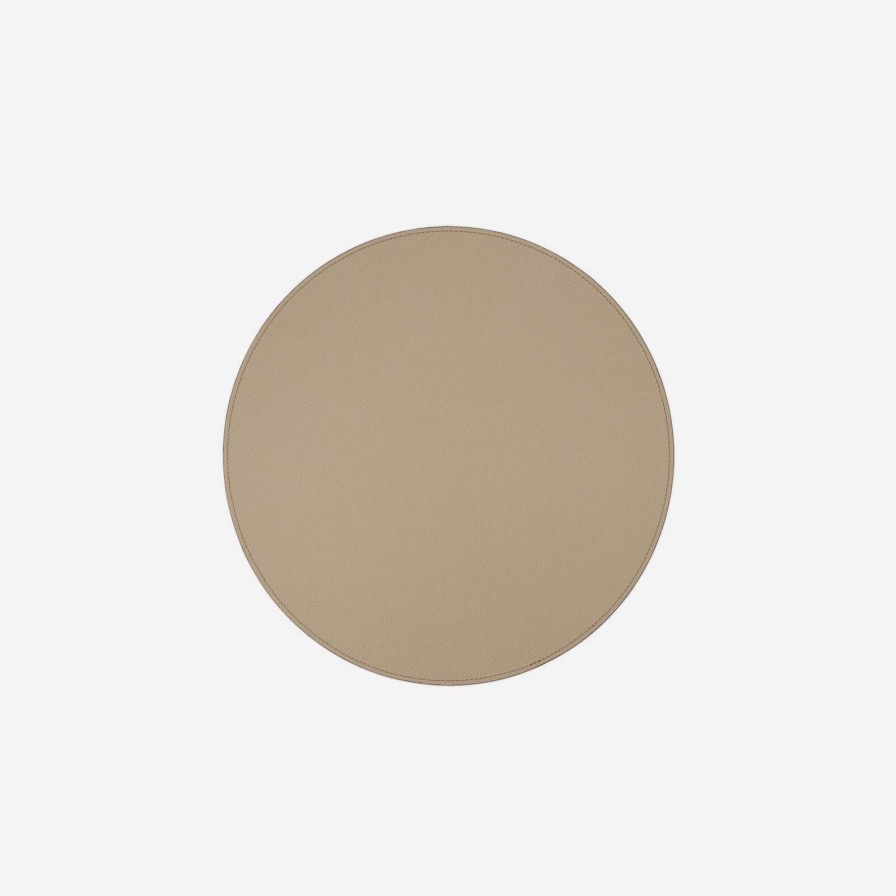 Dining Bonadea | Peninsula Round Leather Placemat Taupe