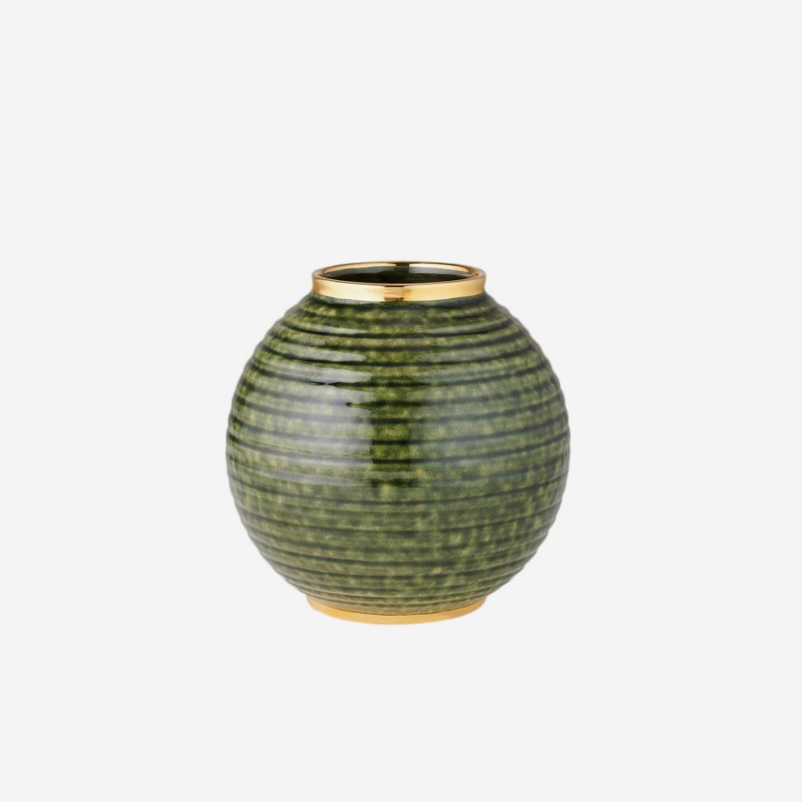 The Tabletop Edit Aerin | Calinda Round Vase Forest Green