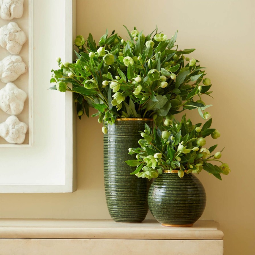 The Tabletop Edit Aerin | Calinda Round Vase Forest Green