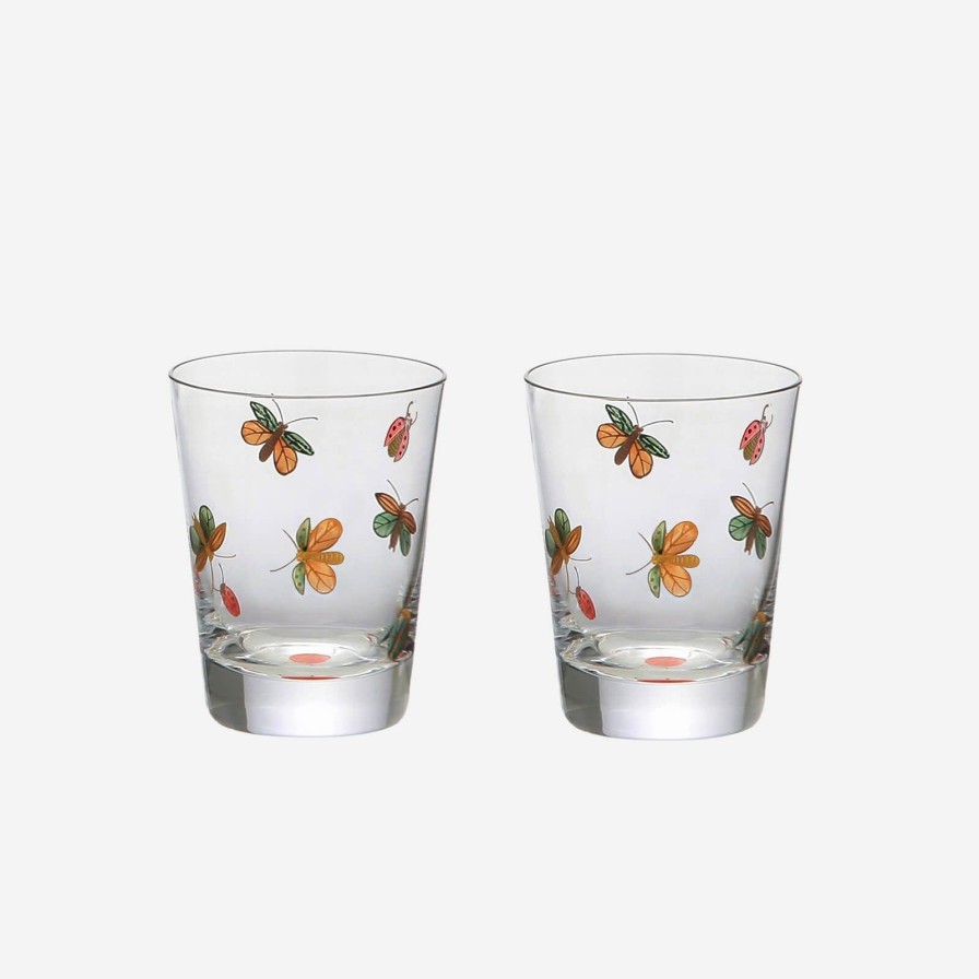 Glassware & Barware Artel | Butterfly Painted Tumbler-Set Of 2