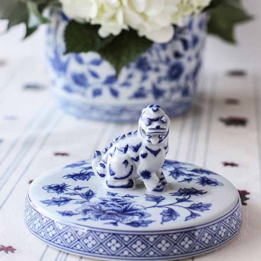 Dining Vista Alegre | Blue And White Foo Dog Lidded Jar-Large