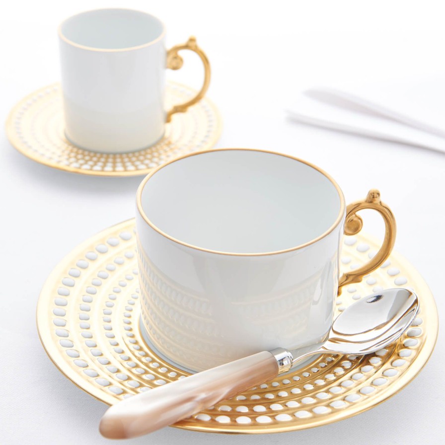 Dining L'Objet | Perlee Gold Tea Cup & Saucer-Set Of 2