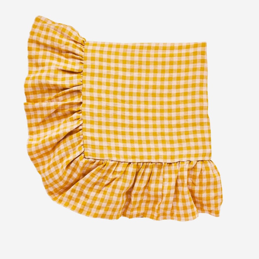 Dining Projektityyny | Wes Gingham Frill Tablecloth Mustard