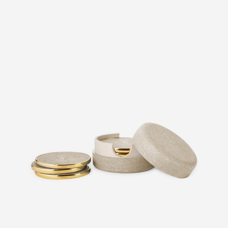 Glassware & Barware Aerin | Shagreen Coasters Wheat-Set Of 4