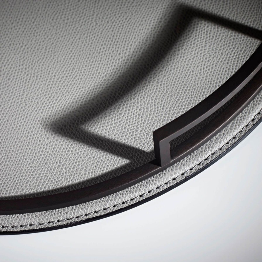 Dining Giobagnara | Defile Small Round Leather Tray Grey