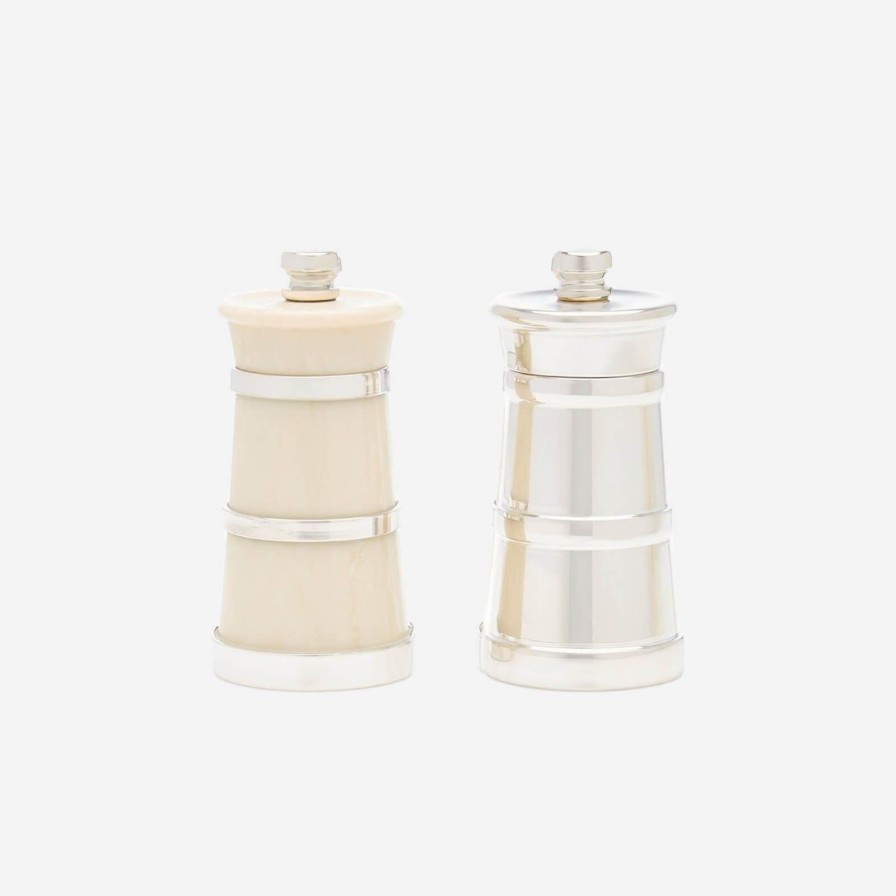 Dining Bonadea | Ivorine And Silver Salt & Pepper Grinder Set