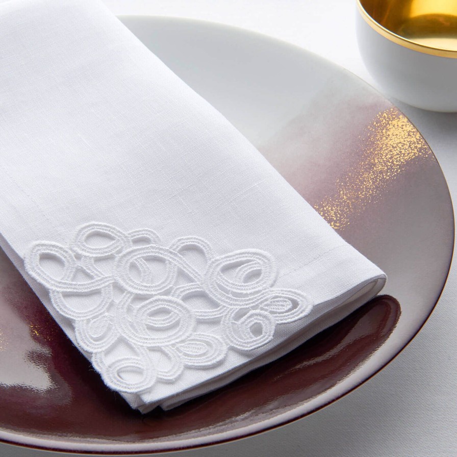 Dining Weissfee | Florence White Lace Corner Napkin