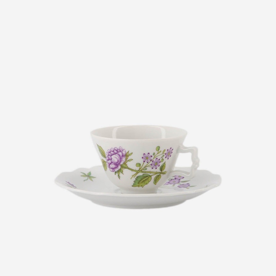 Dining Augarten Wien 1718 | Lilac Floral Bouquets Espresso Cup & Saucer-Dahlia