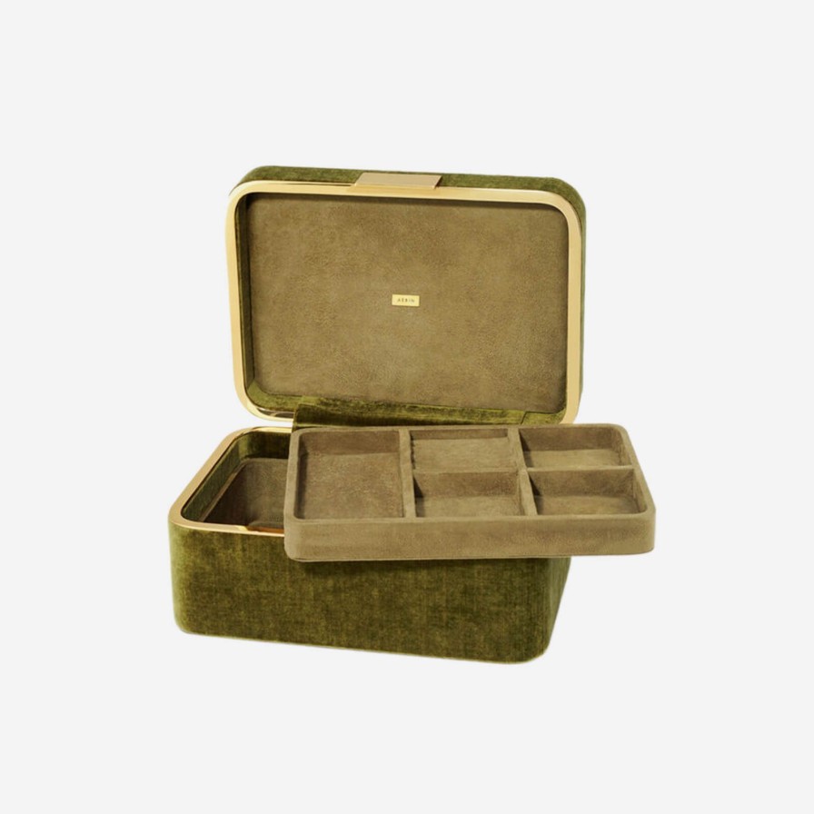 Home Accessories Aerin | Beauvais Velvet Jewellery Box Moss