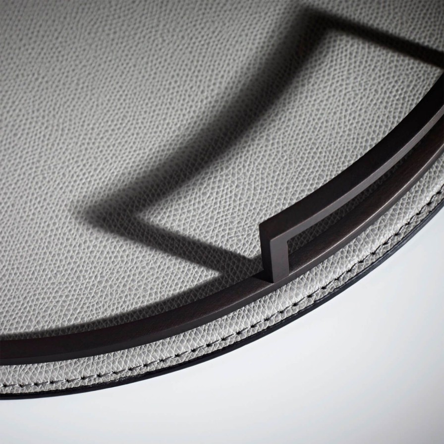 Dining Giobagnara | Defile Large Round Leather Tray Grey