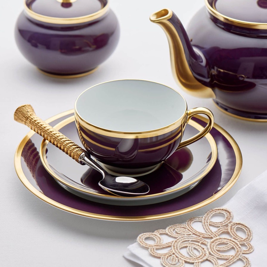 Dining Legle | Sous Le Soleil Aubergine Tea Cup & Saucer