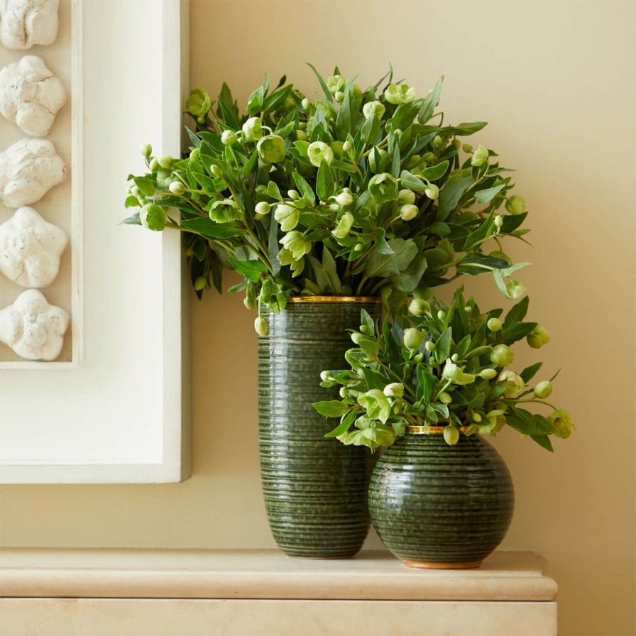 Dining Aerin | Calinda Round Vase Forest Green