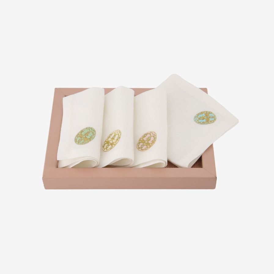 Dining Atelier Bonadea | Sweet Surprise Embroidered Cocktail Napkin-Set Of Four