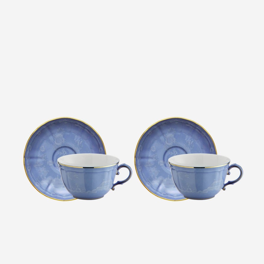 Dining Ginori 1735 | Oriente Italiano Teacup & Saucer Pervinca-Set Of 2