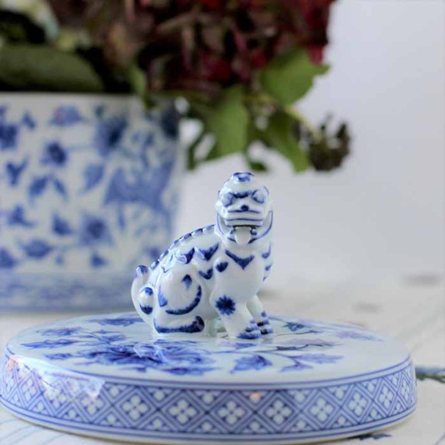 Dining Vista Alegre | Blue And White Foo Dog Lidded Jar-Small