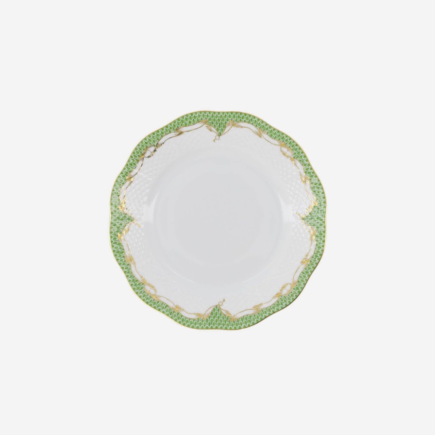 Dining Herend | Fish Scale Green & Gold Dessert Plate