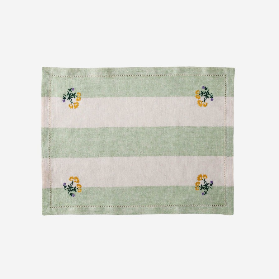 The Tabletop Edit Projektityyny | Sirkus Stripe Embroidered Napkin Pistachio