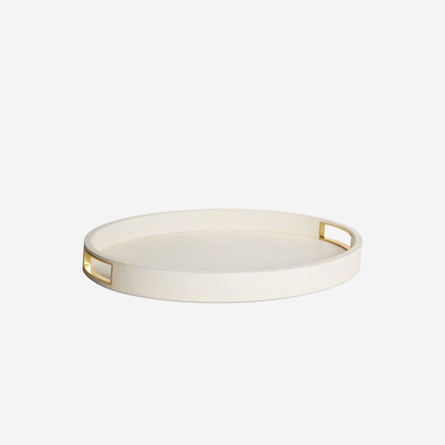 Home Accessories Aerin | Shagreen Modern Cocktail Tray Cream