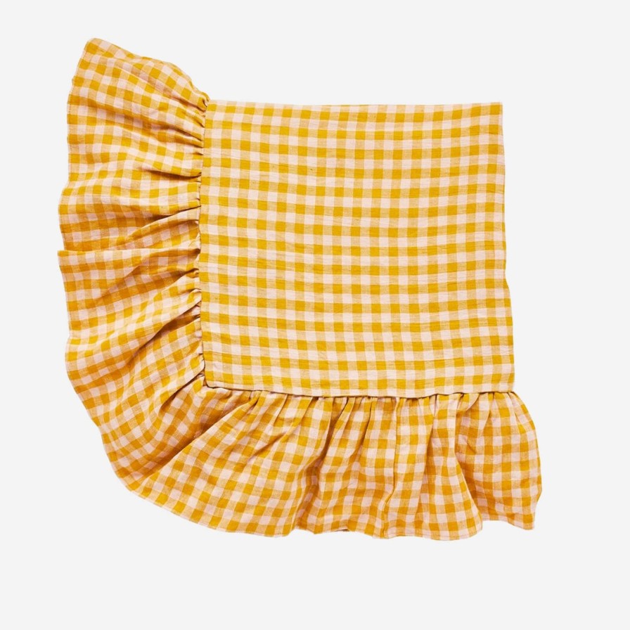 The Tabletop Edit Projektityyny | Wes Gingham Frill Tablecloth Mustard