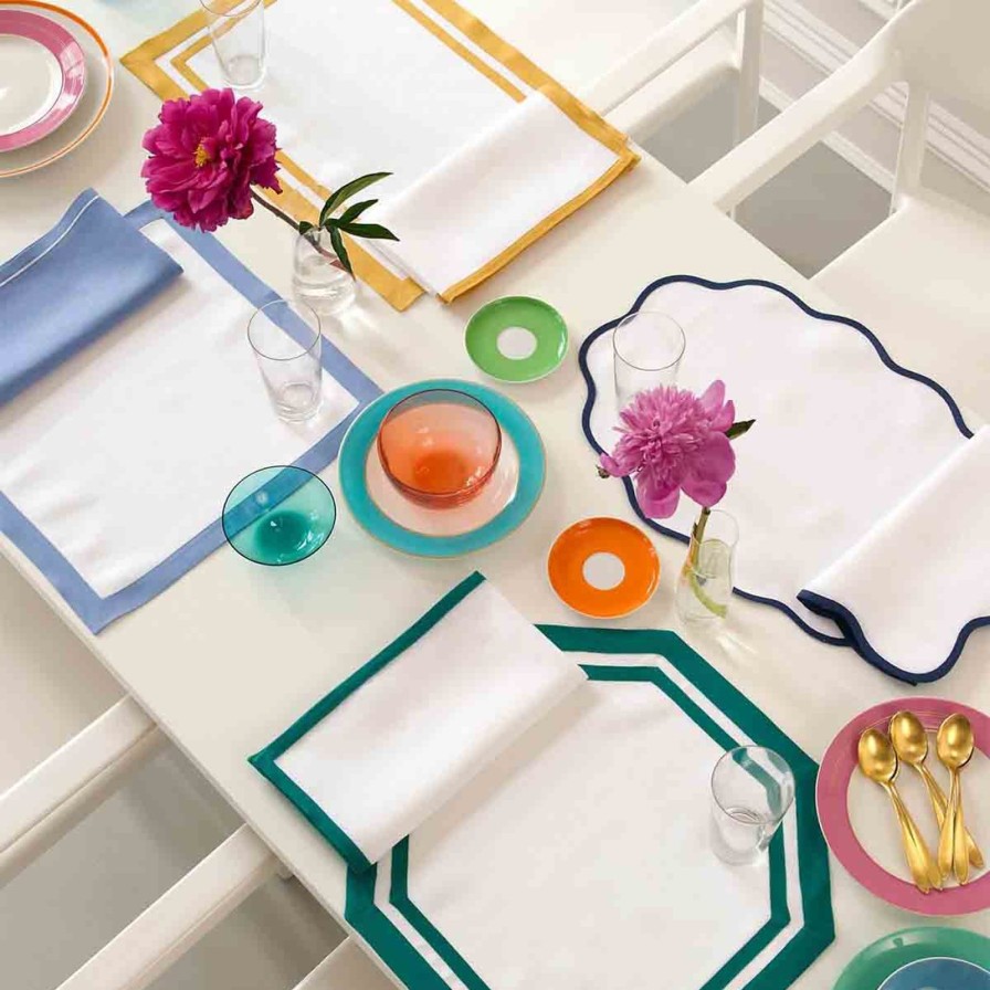 Dining Matouk | Set Of Four Octagon Placemats Ice Blue