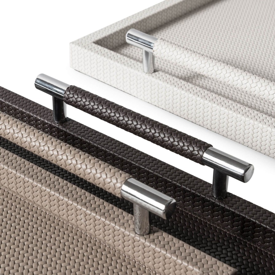 Dining Pinetti | Dedalo Medium Rectangular Leather Tray Taupe