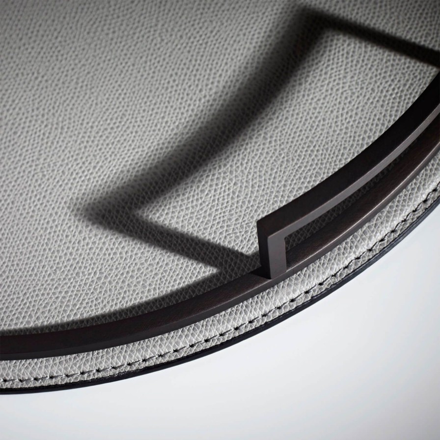 Dining Giobagnara | Defile Medium Round Leather Tray Grey