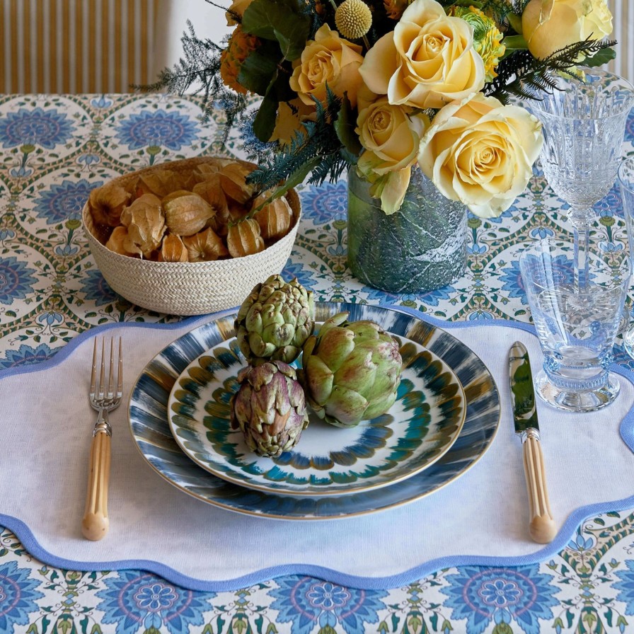 Dining Matouk | Set Of Four Sky Blue Scallop Napkins