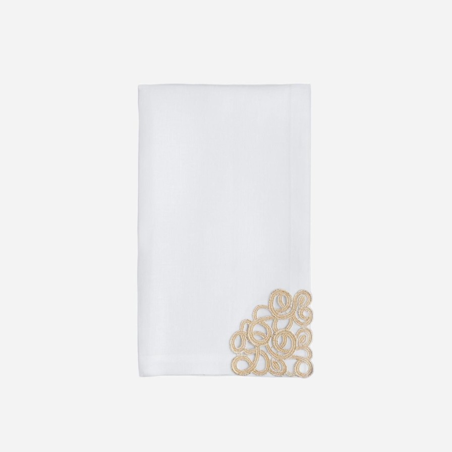 Dining Weissfee | Florence Gold Lace Corner Napkin