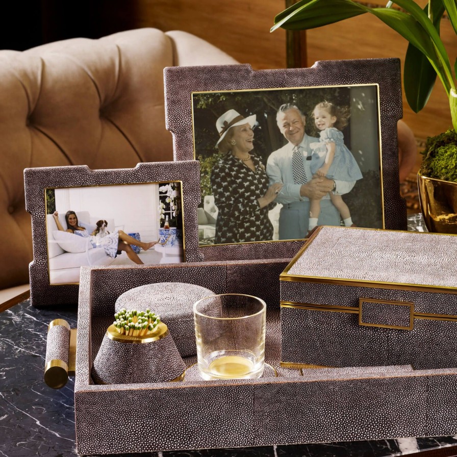 Dining Aerin | Classic Shagreen Serving Tray Chocolate