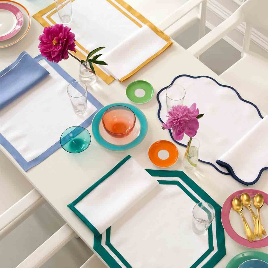 Dining Matouk | Set Of Four Octagon Placemats Sapphire Blue