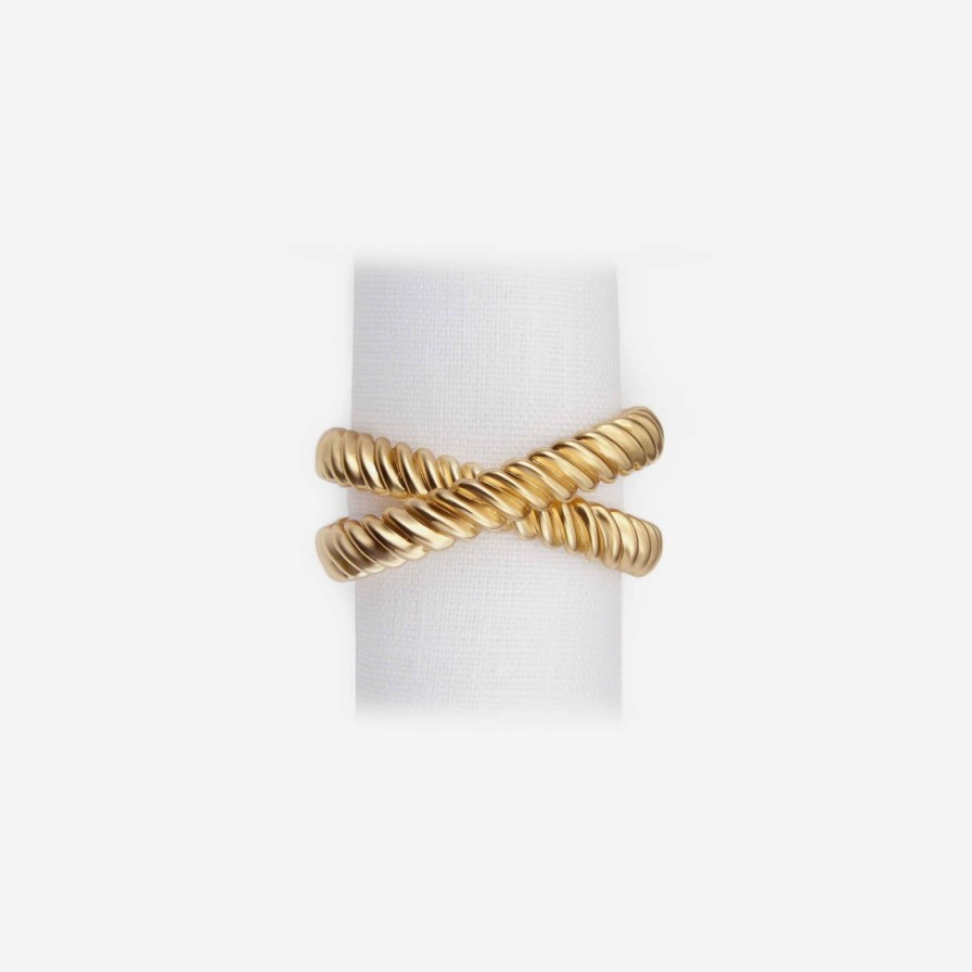 Dining L'Objet | Deco Twist Gold Napkin Ring-Set Of 4