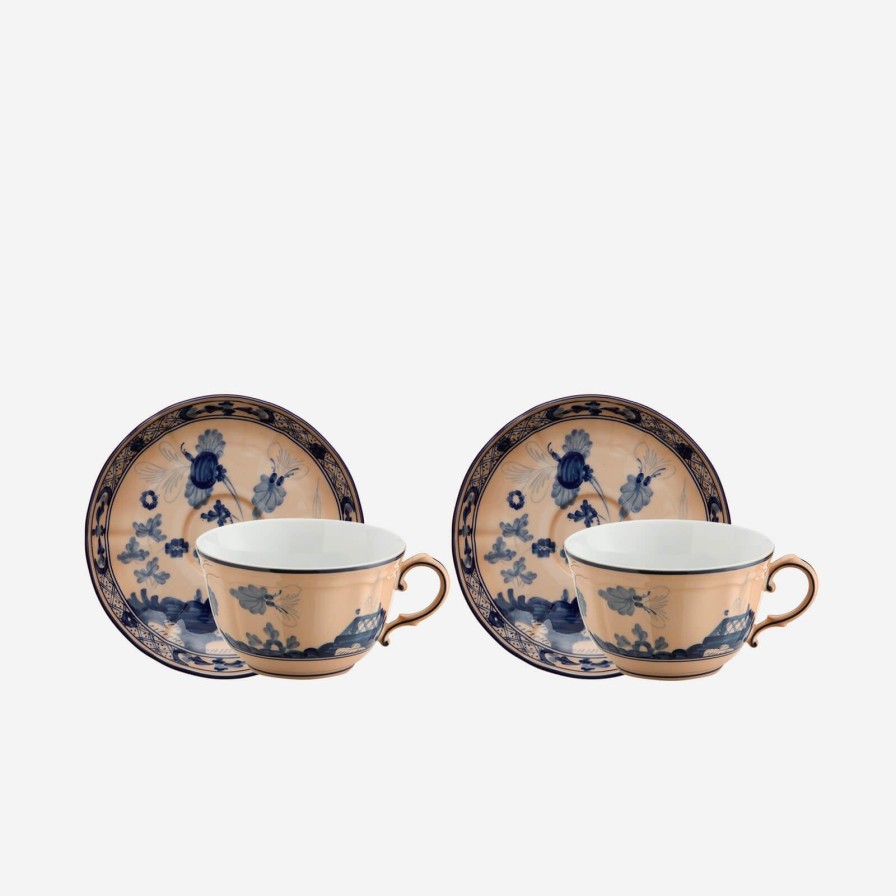 Dining Ginori 1735 | Oriente Italiano Teacup & Saucer Cipria-Set Of 2