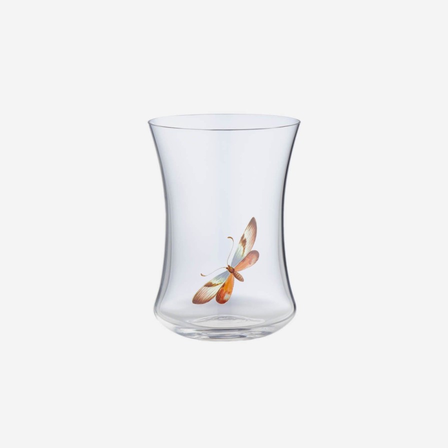 Glassware & Barware Lobmeyr | Hand-Painted Butterfly Tall Concave Tumbler-1 Butterfly